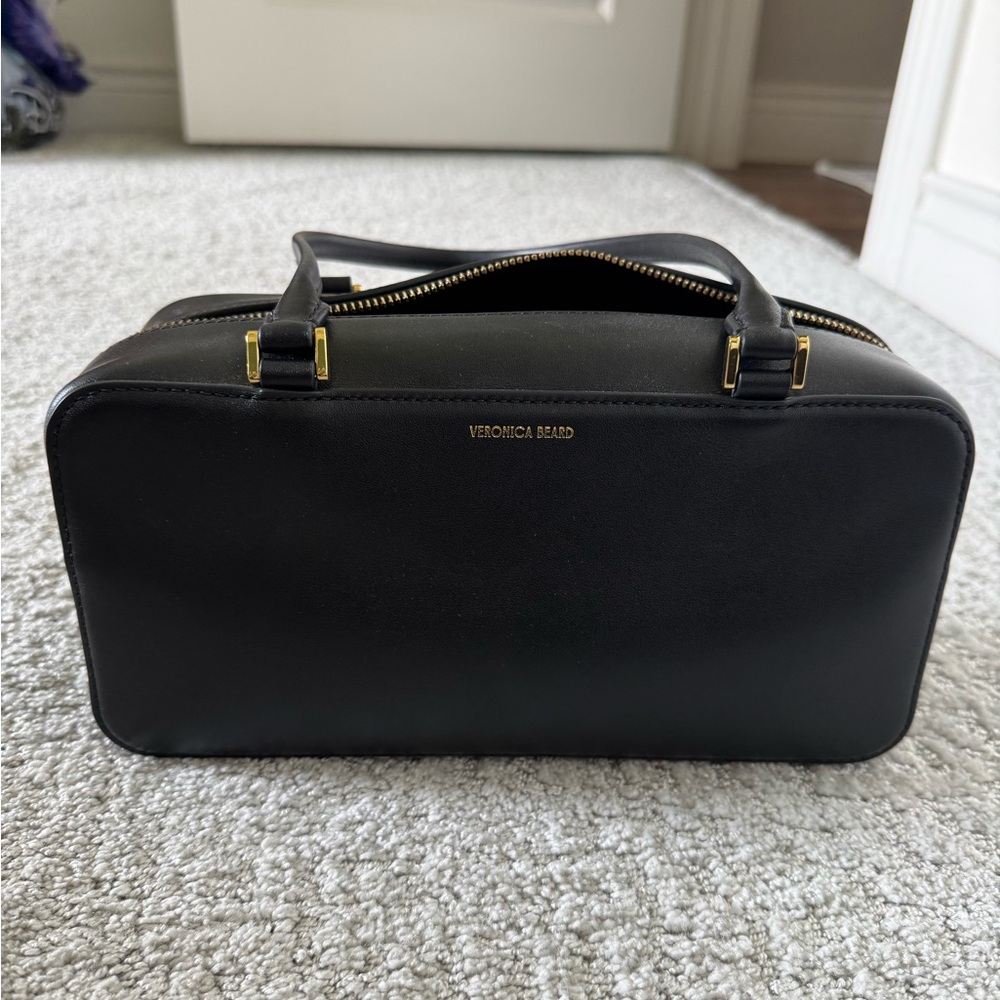 Veronica Beard Black Leather Double-Handle Satchel - Picture 3 of 8